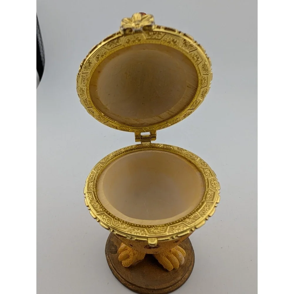 Vintage Cheetah Egg Shaped Trinket Box 4.5